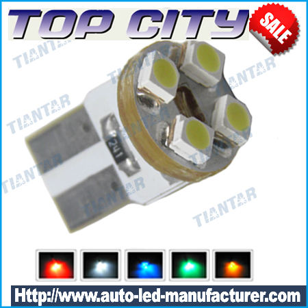 Topcity 360-Degree Shine 4-SMD 3528 T10 W5W Wedge Light LED Bulbs 158 168 175 194 2825 2827 - T10, 168, 194 LED